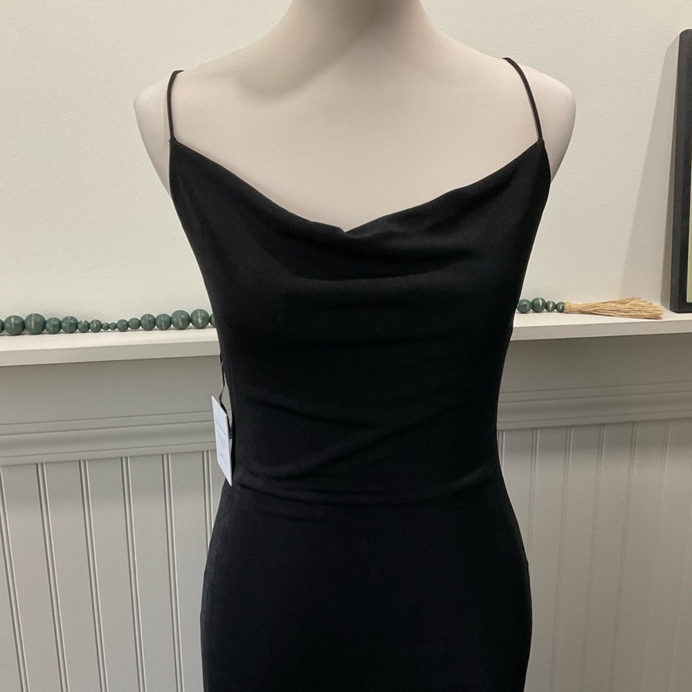 Petal & Pup Black Slip Dress NWT Size 10 Cowl Neck Strappy Back Midi - Picture 4 of 6